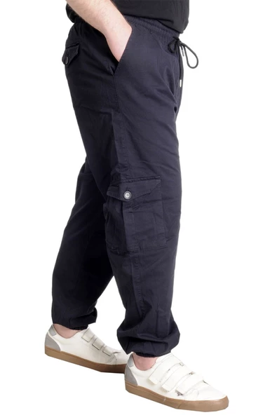 Mode XL Büyük Beden Keten Kargo Jogger Valencia 21911 Lacivert - 3