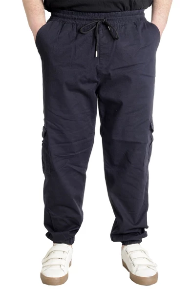Mode XL Büyük Beden Keten Kargo Jogger Valencia 21911 Lacivert - 6