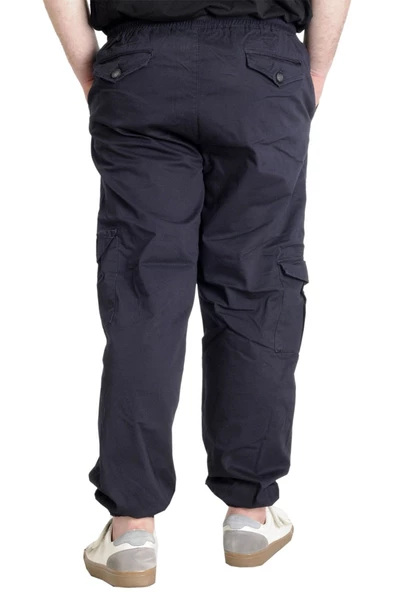 Mode XL Büyük Beden Keten Kargo Jogger Valencia 21911 Lacivert - 5
