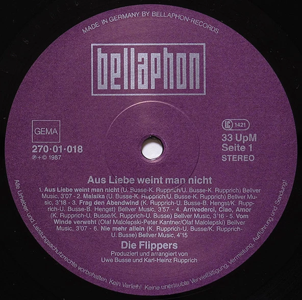 Die Flippers – Aus Liebe Weint Man Nicht pop plak alithestereo - Resim 3