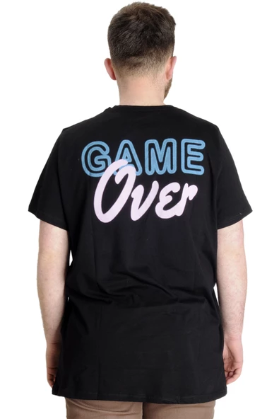 Mode XL Büyük Beden Erkek T-shirt GAME OVER 23130 Siyah - 2