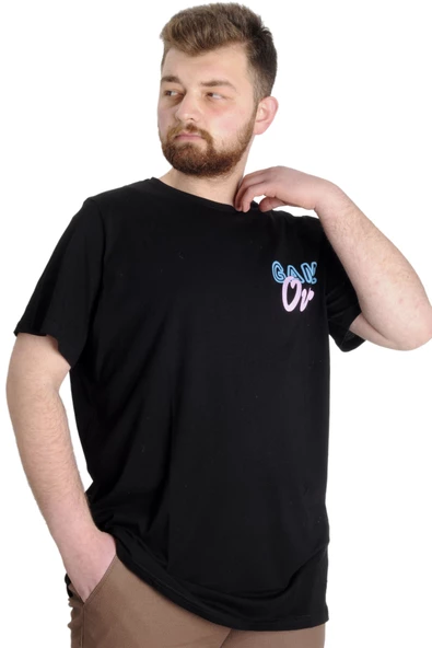 Mode XL Büyük Beden Erkek T-shirt GAME OVER 23130 Siyah - 4