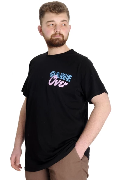 Mode XL Büyük Beden Erkek T-shirt GAME OVER 23130 Siyah - 3