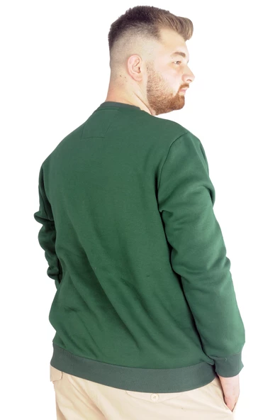 Mode XL Büyük Beden Erkek Sweatshirt  Basic 20131 Nefti - Resim 3
