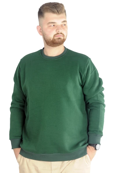 Mode XL Büyük Beden Erkek Sweatshirt  Basic 20131 Nefti ürün görseli