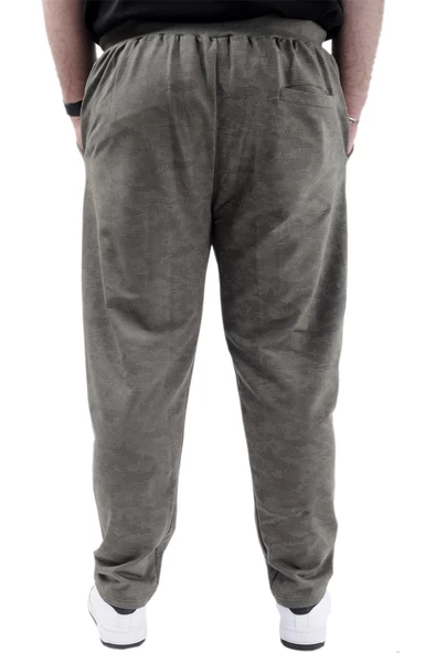 Mode XL Büyük Beden Eşofman Altı Dar Paça Point Designed 20514 Haki - Resim 5