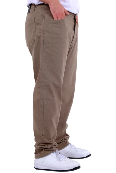 Mode XL Büyük Beden Erkek Gabardin Pantolon 5 Cep Doğa Classic 22920 Bej - Resim 6