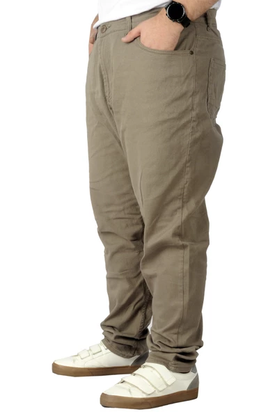 Mode XL Büyük Beden Erkek Gabardin Pantolon 5 Cep Doğa Classic 22920 Bej - Resim 2