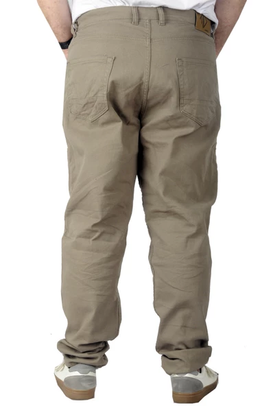 Mode XL Büyük Beden Erkek Gabardin Pantolon 5 Cep Doğa Classic 22920 Bej - Resim 4