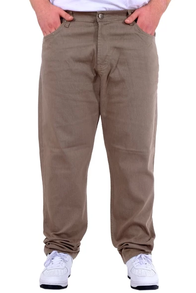 Mode XL Büyük Beden Erkek Gabardin Pantolon 5 Cep Doğa Classic 22920 Bej - Resim 5
