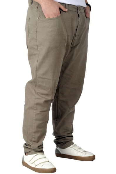 Mode XL Büyük Beden Erkek Gabardin Pantolon 5 Cep Doğa Classic 22920 Bej - Resim 3