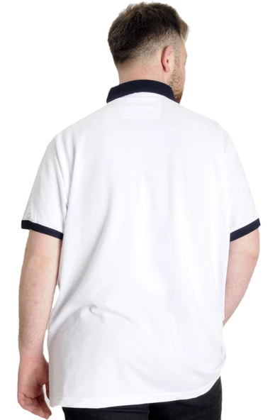Mode XL Büyük Beden Erkek Polo T-shirt POTENT 23348 Beyaz - 4