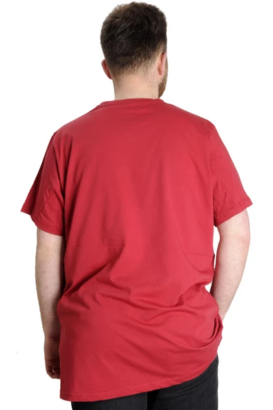 Mode XL Büyük Beden Erkek T-shirt BRAIN MELT 23141 Bordo - Resim 4