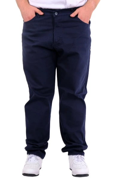Mode XL Büyük Beden Erkek Gabardin Pantolon 5 Cep Doğa Classic 22920 Lacivert - Resim 4