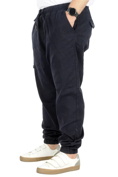 Mode XL Büyük Beden Erkek Gabardin Kargo Jogger Pantolon  Doğa 21927 Lacivert - 2