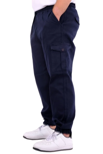 Mode XL Büyük Beden Erkek Gabardin Kargo Jogger Pantolon  Doğa 21927 Lacivert - 6