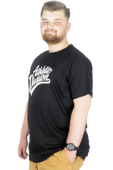 Mode XL Büyük Beden T-Shirt Bis Yaka Division 22194 Siyah - 2