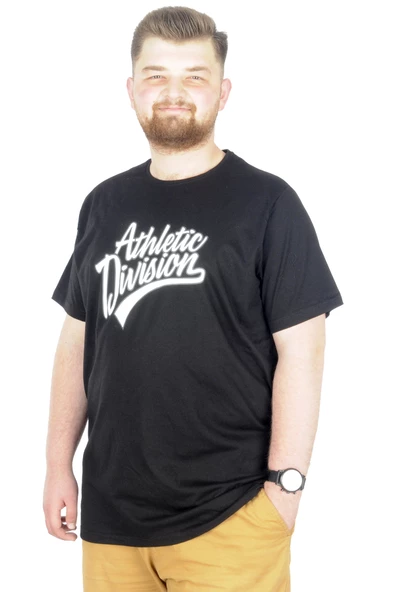 Mode XL Büyük Beden T-Shirt Bis Yaka Division 22194 Siyah - 1