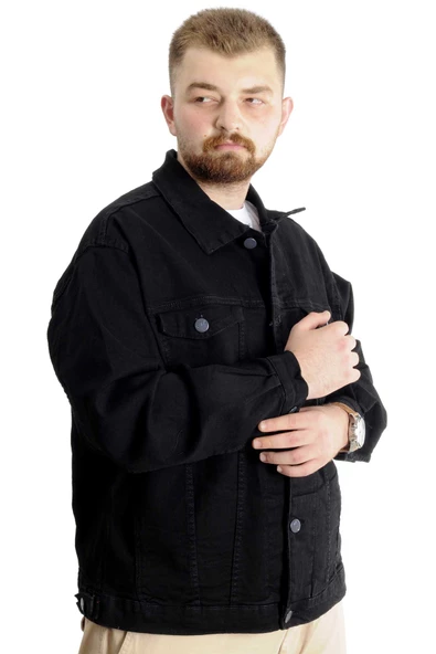 Mode XL Büyük Beden Erkek Kot Mont Paris Star 22800  Siyah - 3