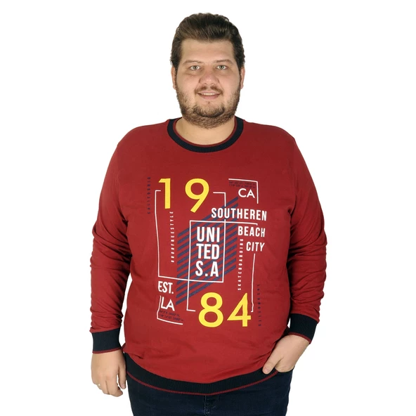 Mode XL Büyük Beden Erkek Sweatshirt Beach City 19136 Bordo ürün görseli