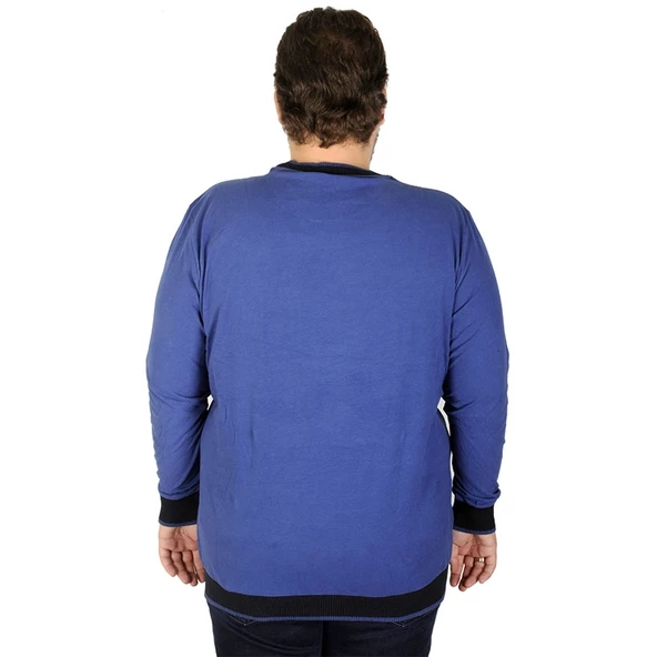 Mode XL Büyük Beden Erkek Sweatshirt Fifty Eight 19137 İndigo - 2