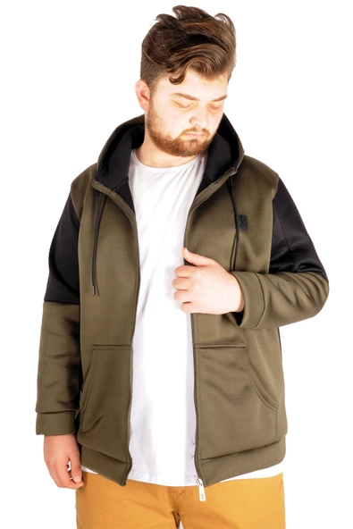 Mode XL Erkek Sweatshirt Waterproof Softshell Zippered 21084 Haki - 3