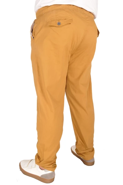 Mode XL Büyük Beden Pantolon Keten Jogger Milano 21913 Taba - Resim 2