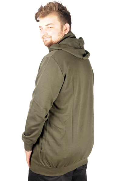 Mode XL Büyük Beden Erkek Sweatshirt Arm Mask 21505 Haki - Resim 4