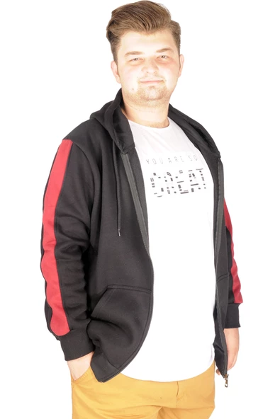 Mode XL Büyük Beden Erkek Sweatshirt Arm Strap 21503 Siyah - 3