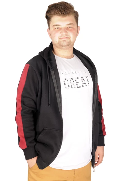 Mode XL Büyük Beden Erkek Sweatshirt Arm Strap 21503 Siyah