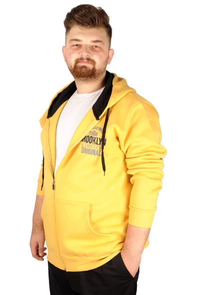 Mode XL Erkek Sweat Kapşon 2008 Brooklyn 21511 Hardal