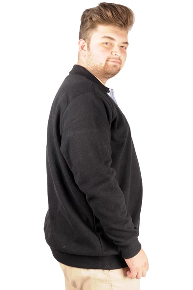 Mode XL Erkek Sweat Polo Recycle Selanik Sailor B20421 Siyah - Resim 2