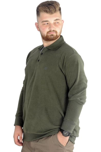 Mode XL Erkek Sweatshirt  Polo Vnz Selanik 20440 Haki - Resim 2