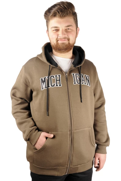 Mode XL Erkek Sweat  Kapşonlu  Michigan 21519 Haki ürün görseli 1