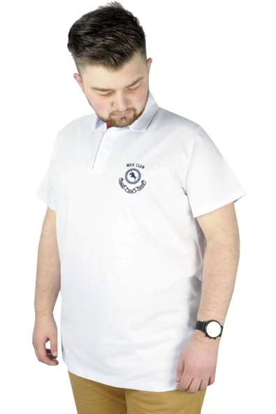 Mode XL Büyük Beden Erkek T shirt Polo MDX Club 22305 Beyaz ürün görseli