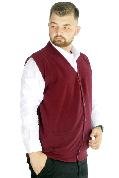 Mode XL Büyük Beden Erkek Yelek Selanik 20545 Bordo - 2