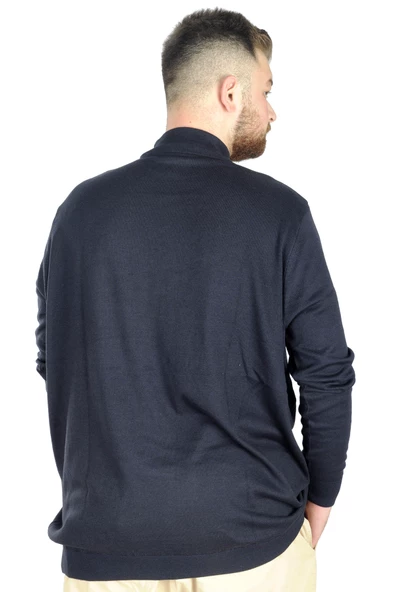 Mode XL Büyük Beden Kazak Yarım Balıkçı 22208 Lacivert - 3