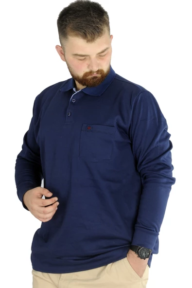 Mode XL Erkek Uzun Kol Polo Cepli İnterlok M 22460 İndigo