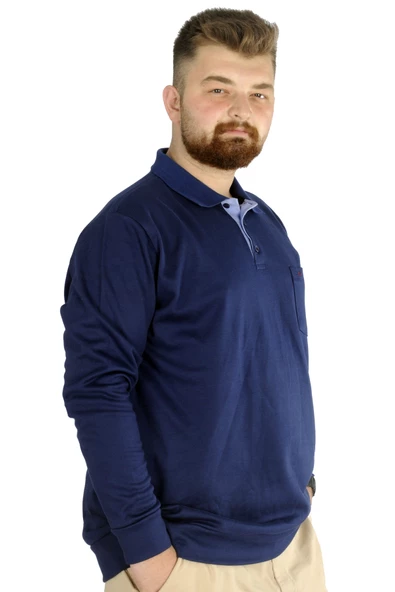 Mode XL Erkek Uzun Kol Polo Cepli İnterlok M 22460 İndigo - 2