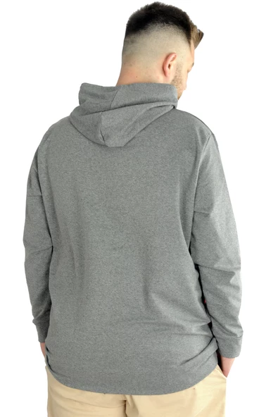 Mode XL Erkek Sweat Kapşon Parçalı Kanguru Cep 22527 Antramelanj - 3
