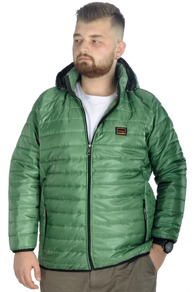 Mode XL Büyük Beden Mont Kapitone Kapşonlu 22602 Yeşil ürün görseli