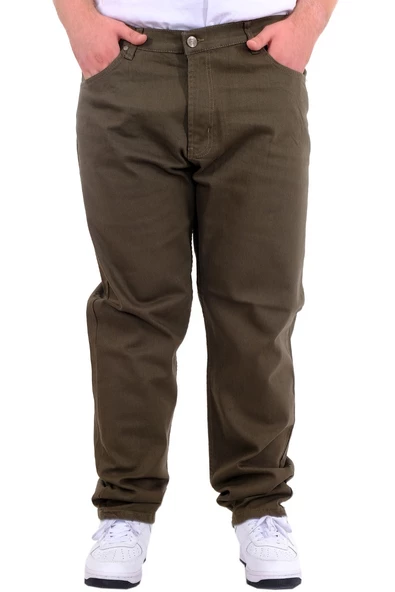 Mode XL Büyük Beden Erkek Gabardin Pantolon 5 Cep Doğa Classic 22920 Haki - 4
