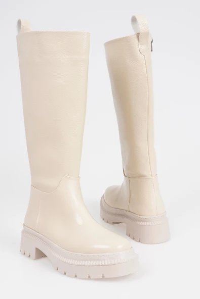 Kadın Bağcıksız Kalın Tırtık Tabanlı Çizme - Resim 12