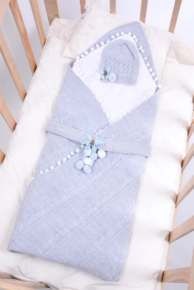 Babyhola Triko Yenidoğan Battaniye Kundak Tokası Pamuk Örtü Bere 4'lü Kutulu Set Bebek Hediyesi 13807 Hastane Çıkışı Hediyelik 13807 - 10