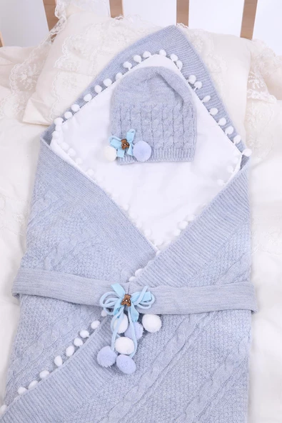 Babyhola Triko Yenidoğan Battaniye Kundak Tokası Pamuk Örtü Bere 4'lü Kutulu Set Bebek Hediyesi 13807 Hastane Çıkışı Hediyelik 13807 - 11