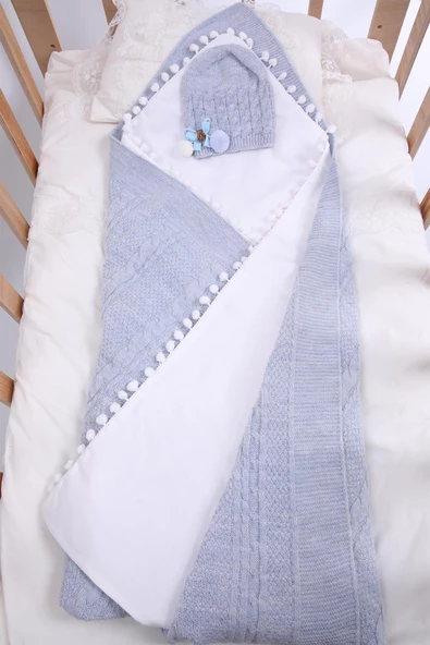 Babyhola Triko Yenidoğan Battaniye Kundak Tokası Pamuk Örtü Bere 4'lü Kutulu Set Bebek Hediyesi 13807 Hastane Çıkışı Hediyelik 13807 - 12