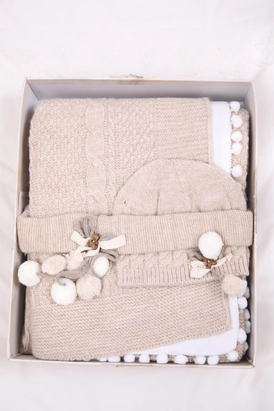 Babyhola Triko Yenidoğan Battaniye Kundak Tokası Pamuk Örtü Bere 4'lü Kutulu Set Bebek Hediyesi 13807 Hastane Çıkışı Hediyelik 13807 - 4