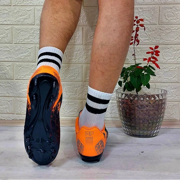 M.P 1357 Siyah-Turunucu Krampon Çimsaha Futbol Ayakkabı - 6