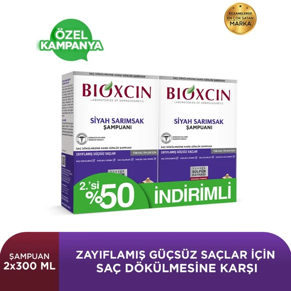 Bioxcin Siyah Sarımsak Şampuan 300 ml 2.'si %50 İndirimli