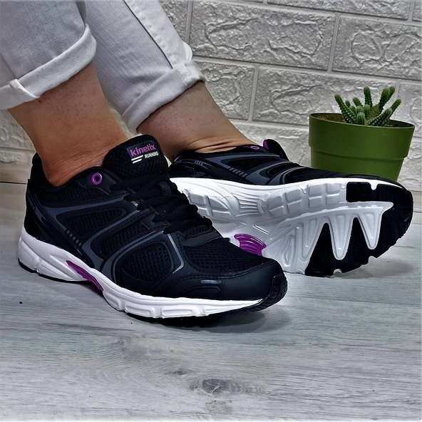 Kinetix Arıon Siyah-Mor-Beyaz Fuspetli Athletic Koşu Spor Ayakkabı - 4